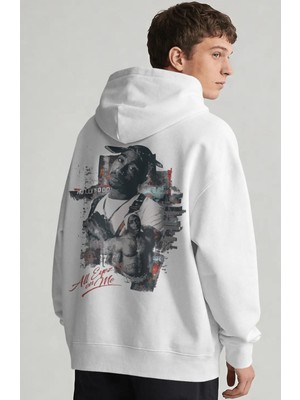Sevbano Tupac 2pac Shakur Rapper All Eyez On Me Şarkıcı Sırt Baskılı Unisex Oversize Penye Hoodie