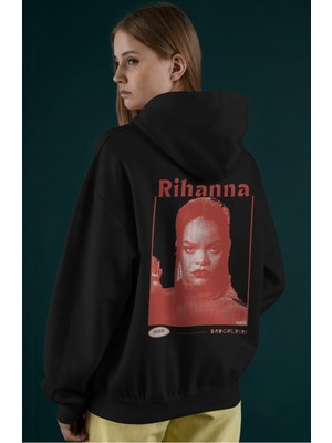 Sevbano Rihanna Badgirl Şarkıcı Sırt Baskılı Unisex Oversize Penye Hoodie