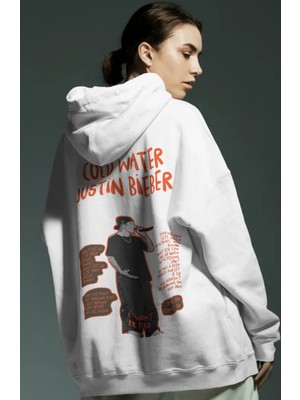 Sevbano Justin Bieber Şarkıcı Sırt Baskılı Unisex Oversize Penye Hoodie