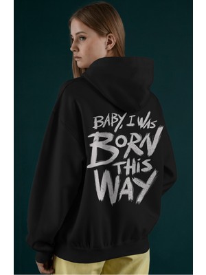 Sevbano Lady Gaga Şarkıcı Sırt Baskılı Unisex Oversize Penye Hoodie