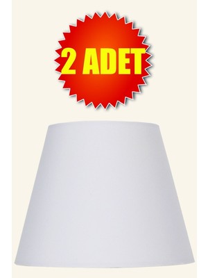 Empressco Beyaz Konik Lambader Başlığı, 2 Adet, Kumaş, Çap 35 Cm, AB869