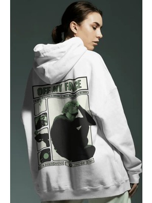 Sevbano Justin Bieber Off My Face Şarkıcı Sırt Baskılı Unisex Oversize Penye Hoodie