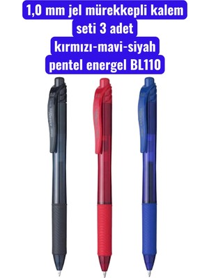 1,0 mm Jel Mürekkepli Kalem Seti 3 Adet Kırmızı-Mavi-Siyah Pentel Energel BL110