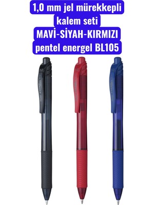 1,0 mm Jel Mürekkepli Kalem Seti Mavi-Siyah-Kırmızı Pentel Energel BL105