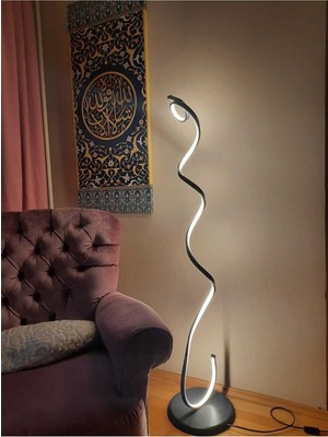 Empressco Modern 140 cm Snake Lambader, Antrasit Gövde, 3 Renkli Ledli Akıllı Işık