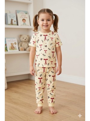 Tayo Baby Kız Çocuk Kısa Kol Pijama Takımı Desenli %100 Pamuklu Süprem Uyku Seti