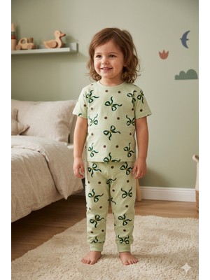 Tayo Baby Kız Çocuk Kısa Kol Pijama Takımı Desenli %100 Pamuklu Süprem Uyku Seti