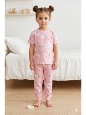 Tayo Baby Kız Çocuk Kısa Kol Pijama Takımı Desenli %100 Pamuklu Süprem Uyku Seti