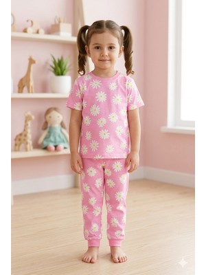 Tayo Baby Kız Çocuk Kısa Kol Pijama Takımı Desenli %100 Pamuklu Süprem Uyku Seti