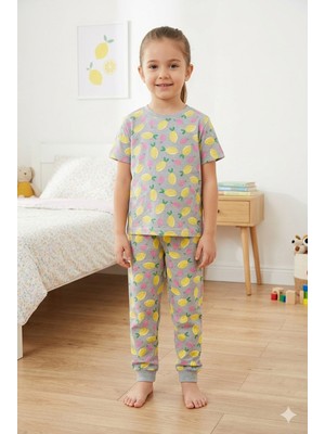 Tayo Baby Kız Çocuk Kısa Kol Pijama Takımı Desenli %100 Pamuklu Süprem Uyku Seti