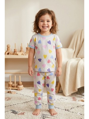 Tayo Baby Kız Çocuk Kısa Kol Pijama Takımı Desenli %100 Pamuklu Süprem Uyku Seti