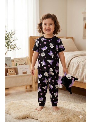 Tayo Baby Kız Çocuk Kısa Kol Pijama Takımı Desenli %100 Pamuklu Süprem Uyku Seti