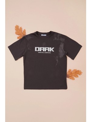 FullaModa Dark Baskılı Bisiklet Yaka Erkek Çocuk Tişört