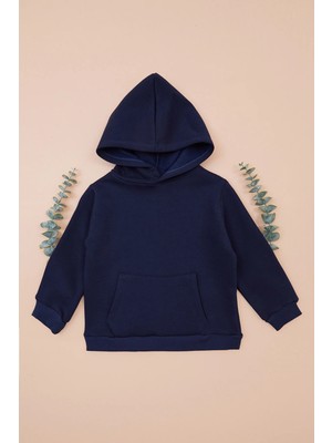 FullaModa 3 Iplik Kanguru Cepli Kapüşonlu Unisex Çocuk Sweatshirt