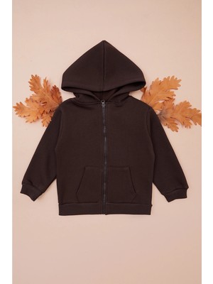 FullaModa Kapüşonlu Fermuarlı Unisex Çocuk Sweatshirt