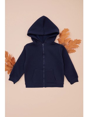 FullaModa Kapüşonlu Fermuarlı Unisex Çocuk Sweatshirt