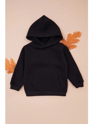FullaModa 3 Iplik Kanguru Cepli Kapüşonlu Unisex Çocuk Sweatshirt