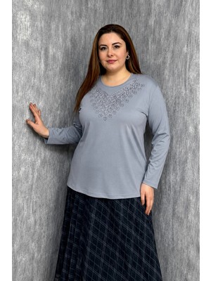 Modaplaza Kadın Taşlı Nakışlı Anne Bluz 008