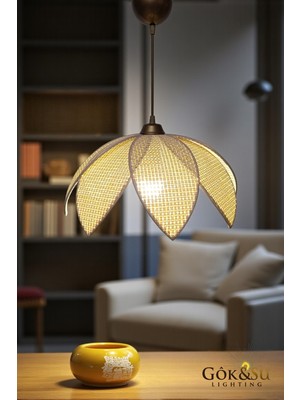Empressco Doğal Rattan Papatya Model Bohem Avize, Salon ve Oturma Odası Dekoru