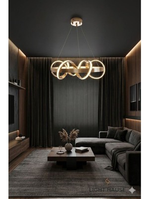 Empressco Şık 6 Halkalı Gold LED Salon Avizesi, Modern ve Estetik Tasarım