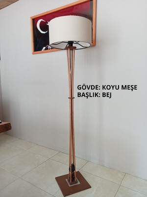 Empressco Meşe ve Bej Ahşap Ayaklı Köşe Lambası, Anahtar Kablolu, Şık ve Fonksiyonel