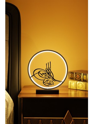 Empressco LED Işıklı Tuğra Figürlü Metal Masa ve Gece Lambası Osmanlı Temalı