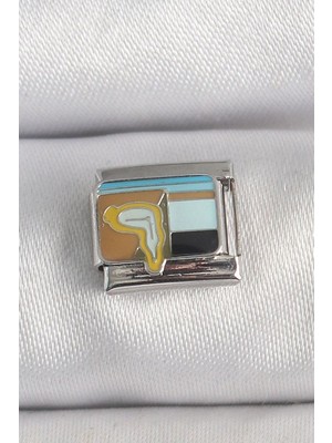 Clariss 316L Çelik Gümüş Renk Renkli Portre Model Nomination Charm