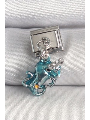 Clariss 316L Çelik Gümüş Renk Sallantı Mavi Boğa Model Nomination Charm