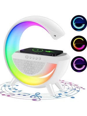 Empressco Renkli LED Akıllı Gece Lambası, Bluetooth Hoparlör ve Kablosuz Şarj
