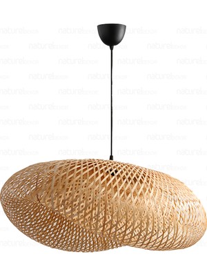 Empressco Elips Sarkıt Avize, Bambu Rattan Modern Aydınlatma, 60CM, Şık Tasarım