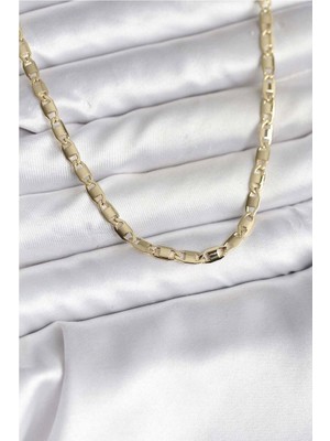 Clariss 14K Gold Renk Kaplama Plaka Ezme Model Zincirli cm Kadın Kolye