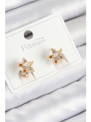 Clariss Pirinç Zirkon Taşlı Yıldız Model Gold Renk Çocuk Küpe