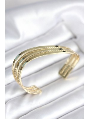 Clariss Eğik Şerit Model Gold Renk Pirinç Kadın Bileklik