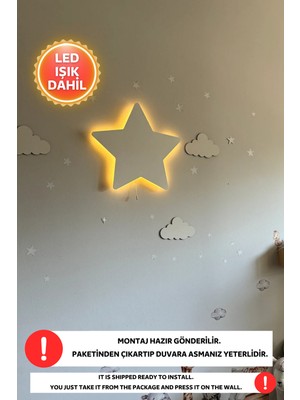 Empressco Sevimli Ahşap Yıldız Gece Lambası, Çocuk Odası Dekorasyonu ve Aydınlatma