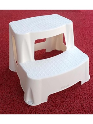 Empressco Kar Beyazı Kaymaz Taban Yükseltici Basamak 120KG Taşıyan 2 Basamaklı Merdiven Çocuk Lavabo Taburesi - Fiyatı, Yorumları