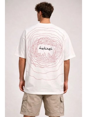 MiraLive Erkek Bisiklet Yaka Baskılı Kısa Kollu Tişört Streetwear Günlük Basic Pamuklu T-Shirt - Beyaz