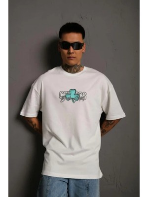 MiraLive Erkek Sırt Baskılı T-Shirt - Beyaz