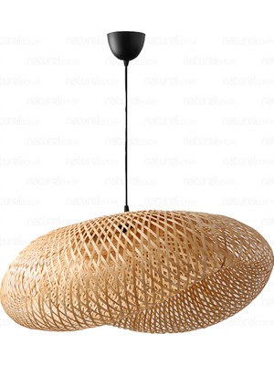 Empressco Bambu Elips Sarkıt Avize, Modern ve Bohem Rattan Aydınlatma, 80CM