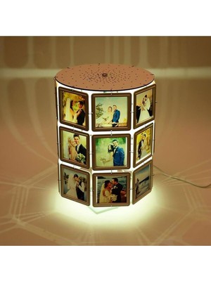 Empressco Dönen 24 Fotoğraflı LED Işıklı Ay Yıldız Kolaj Abajur