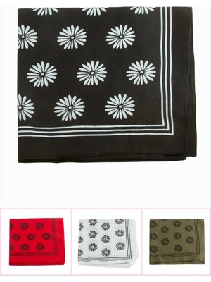 MiraLive Çiçek Desenli Keten Bandana 50*50