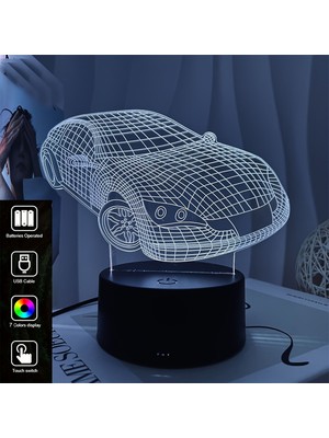 Empressco Renk Değiştiren 3D Dokunmatik LED Gece Lambası, Pilli ve USB Bağlantılı