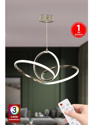 Empressco Modern 3 Renk Krom LED Avize, Kumandalı, Oturma Odası Için Şık Aydınlatma
