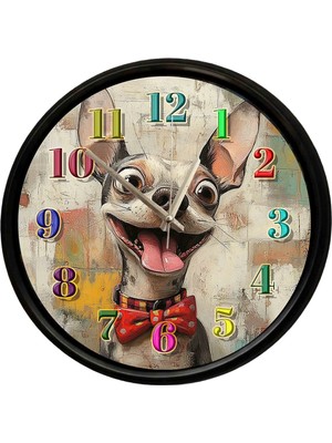 Caseras Sevimli Köpek Portresi Temalı Duvar Saati 28 cm – Sessiz Mekanizma Modern Dekor