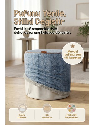 Hamur Çift Yönlü Çevir Puf Çift Taraflı Yıkanabilir Puf Bench Kılıfı Orella
