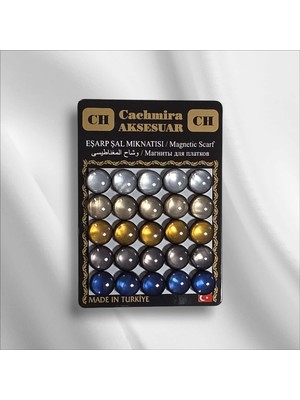 Cachmira 25'li 12 mm Sedef Mavili Eşarp Şal Mıknatısı Tesettür Aksesuarı