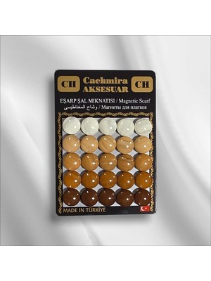 Cachmira 25'li 12 mm Degrede Kahveli Eşarp Şal Mıknatısı Tesettür Aksesuarı