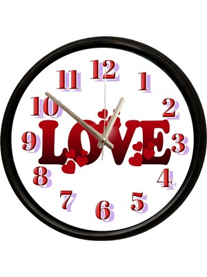 Caseras Love Kalpli Romantik Tasarımlı Dekoratif Duvar Saati 28 cm Sessiz Mekanizma