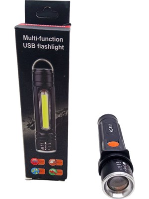 Akıllı Bayi Zomlu USB Şarjlı El Feneri Metal Kasa