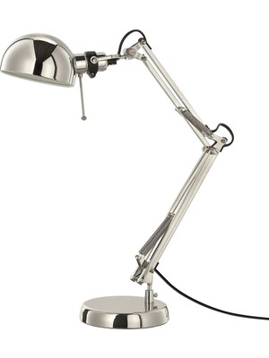 Empressco Gümüş Renkli Çalışma Lambası, E14 Kablolu, Ayarlanabilir, 35 cm Çelik Tasarım