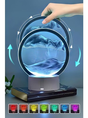 Empressco 3D LED Işıklı Akışkan Kum Tasarımlı Şarjlı Gece Lambası